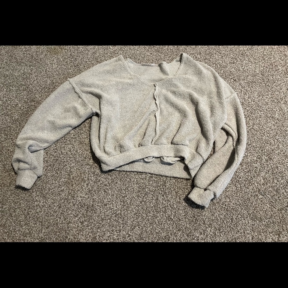 Free people cropped terry cloth sweater (never worn size S)